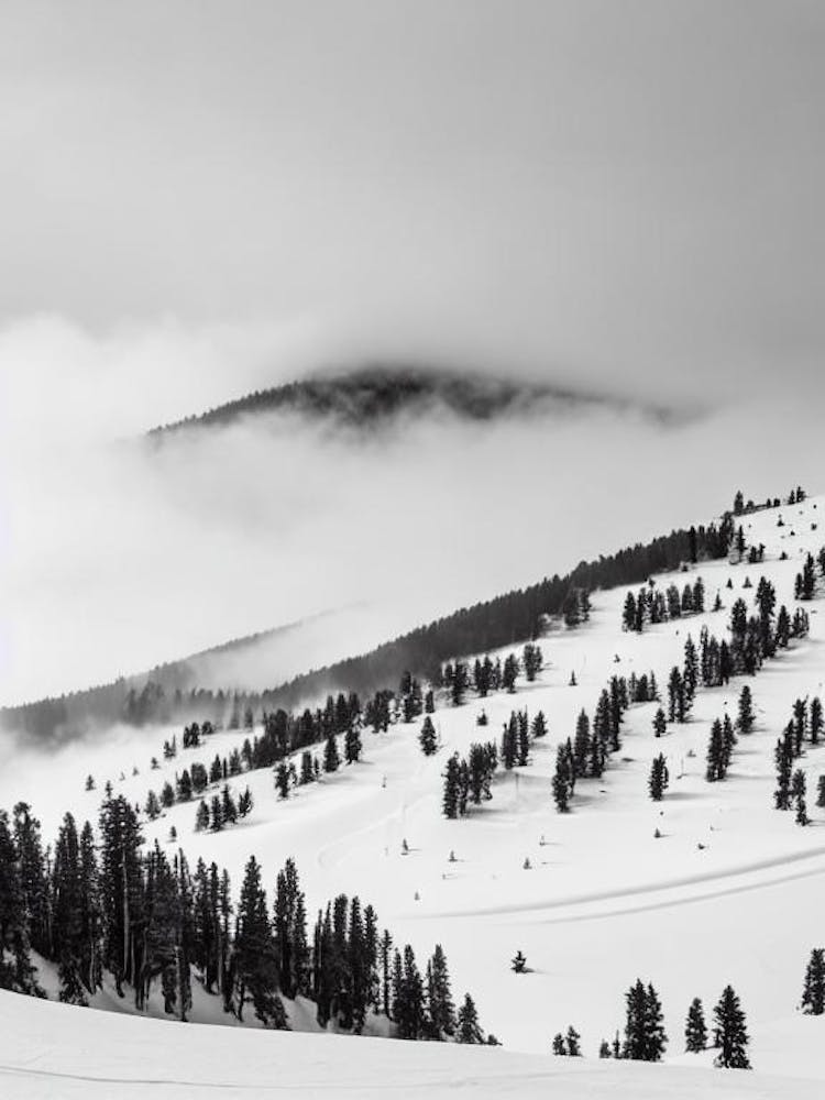 Mount Buller, Australia Black And White Skiing Poster
