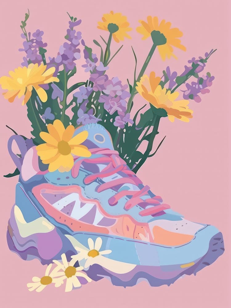 Retro Sneakers With Flowers 90s 1