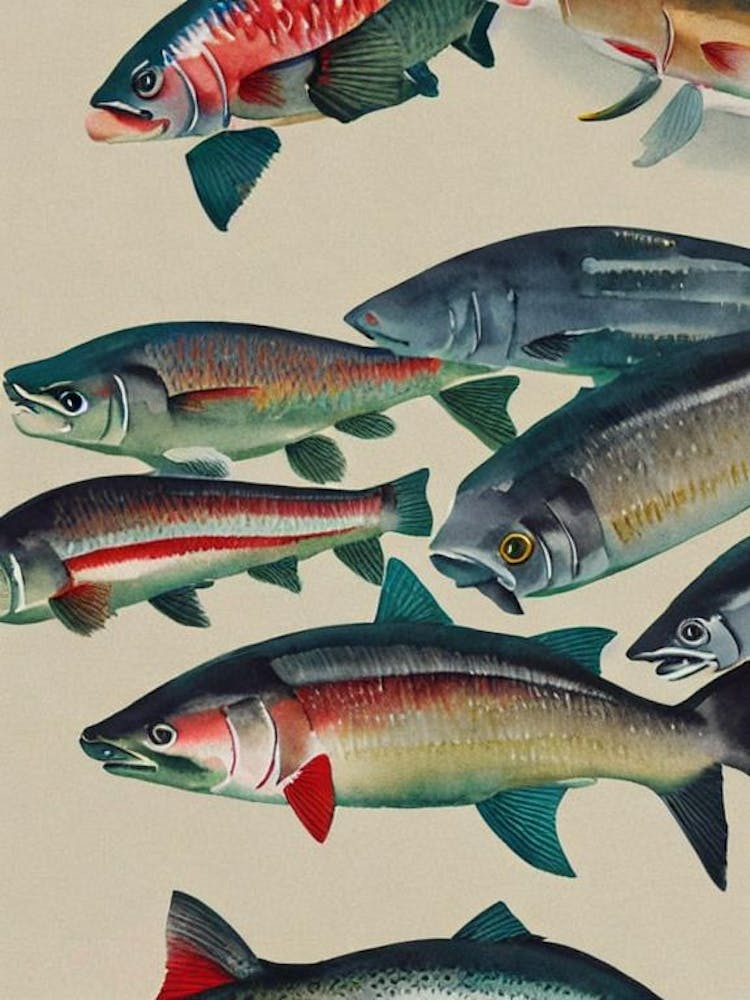 Regenbogenhai Vintage-Grafik Aquarell