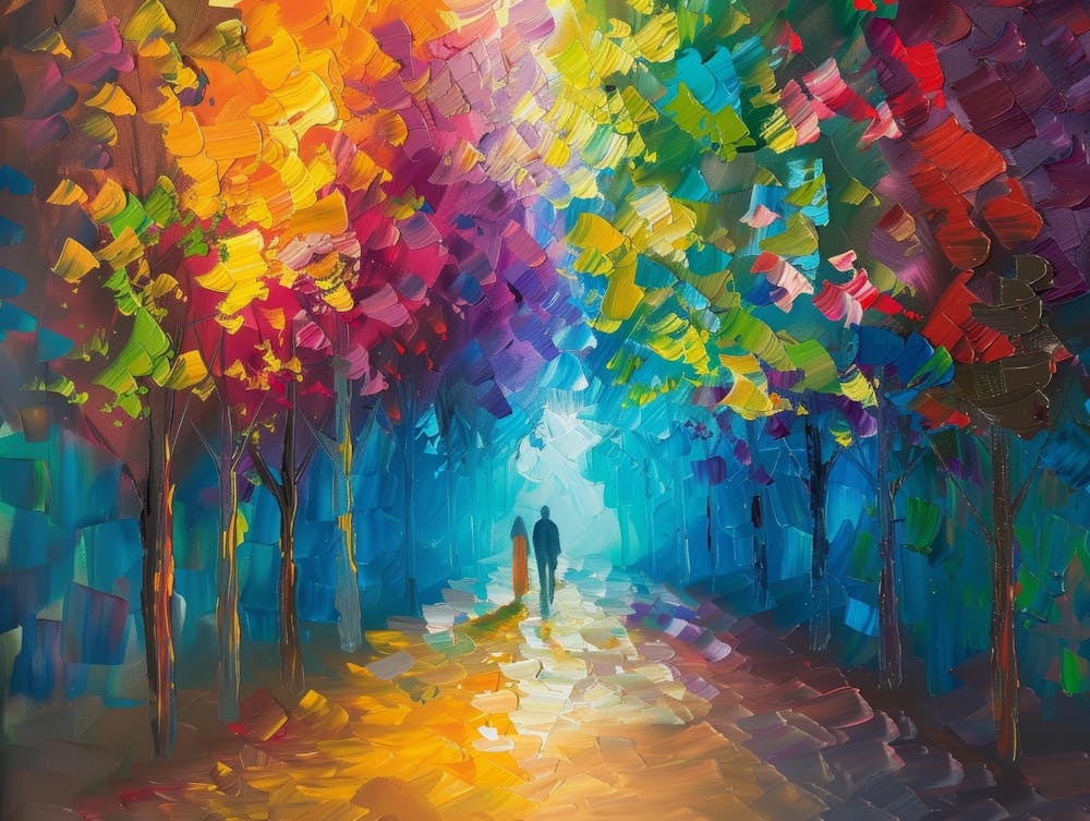 Couple Walking In The Forest