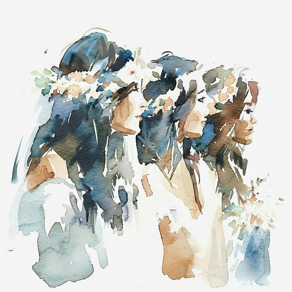 Aquarell Braut Und Brautjungfern 17