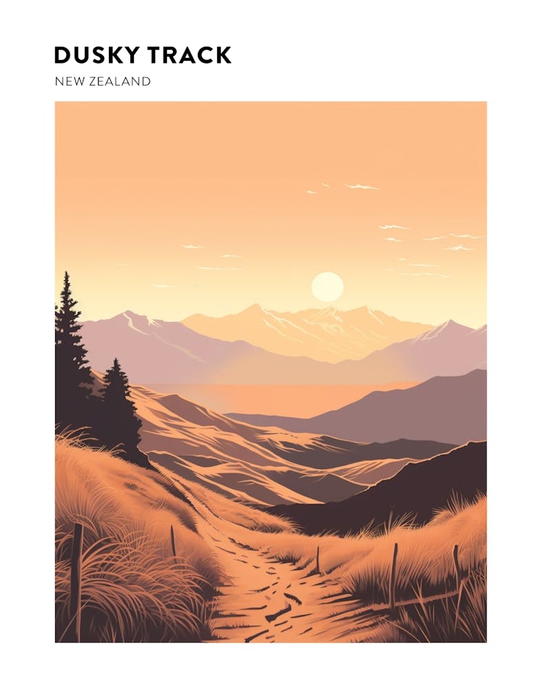 Dusky Track New Zealand 3 Hiking Trail Landscape Poster
