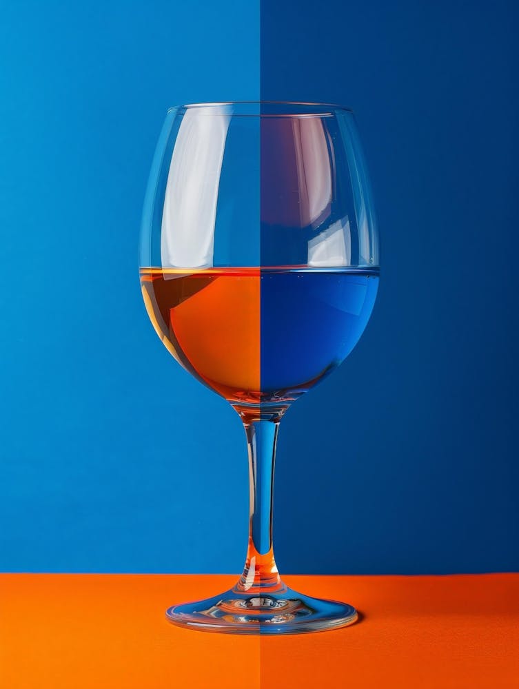 Wine Glass On Blue And Orange Background 1