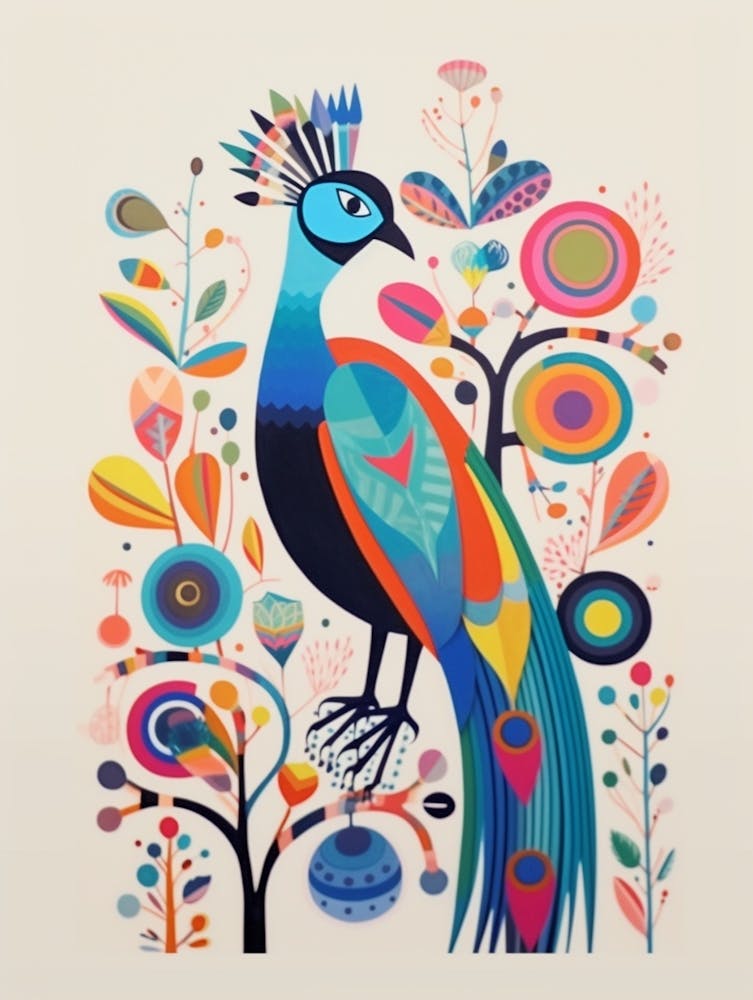 Colourful Scandi Bird Peacock 3
