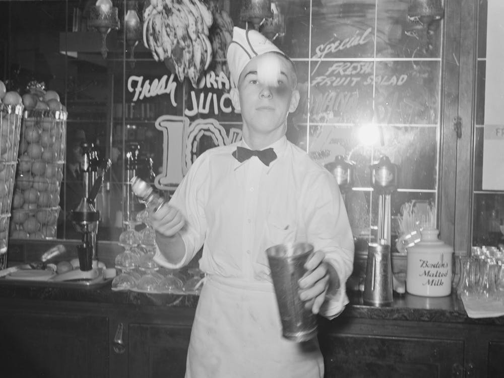 Soda Jerker Flipping Ice Cream Into Malted Milk Shakes,Corpus Christi, Texas By Russell Lee