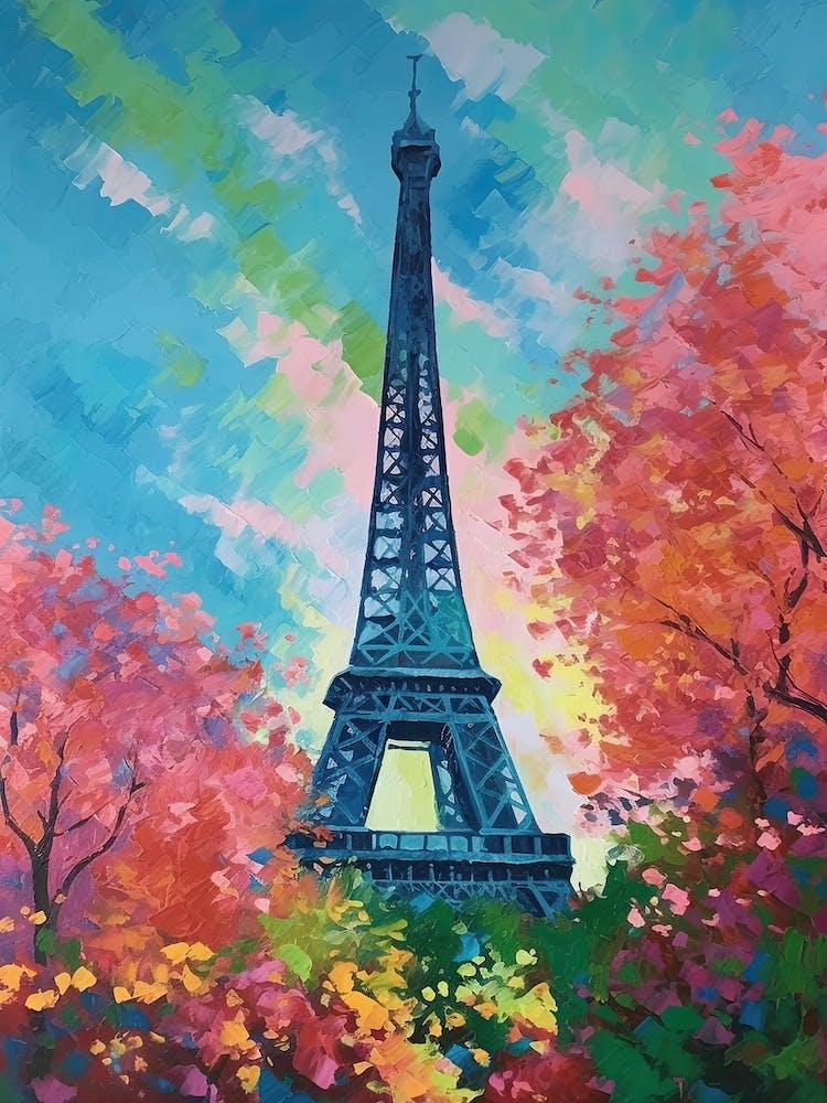 Eiffel Tower Paris France David Hockney Style 10