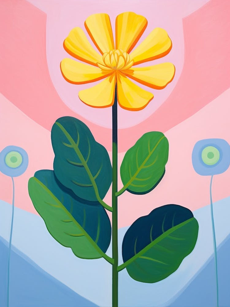 Portulaca Hilma Af Klint Inspired Pastel Flower Painting