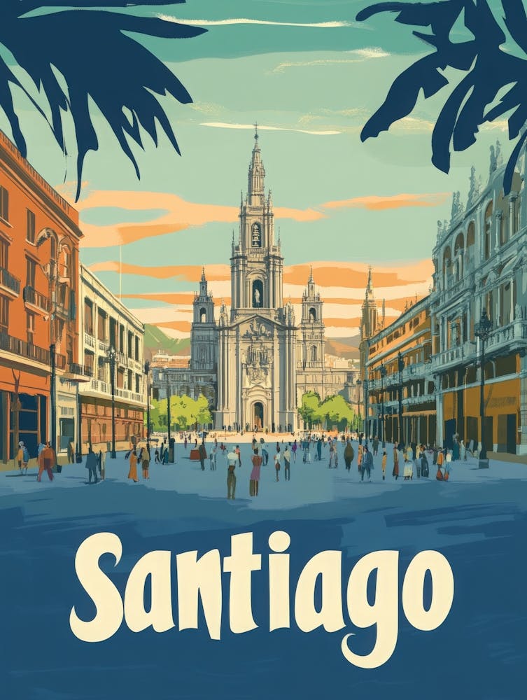 Aihrgdesign A Classic 1960s Travel Poster For Santiago 1