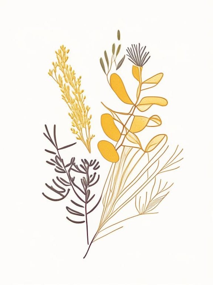 Fenugreek Spices And Herbs Minimal Line Drawing 1