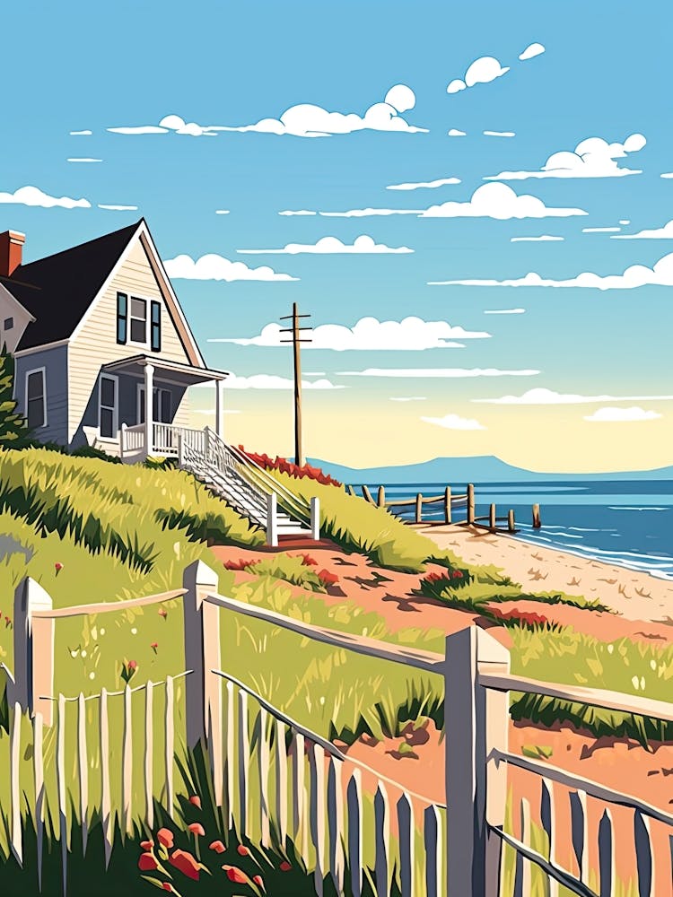 Cape Cod Massachusetts, Usa, Flat Illustration 1