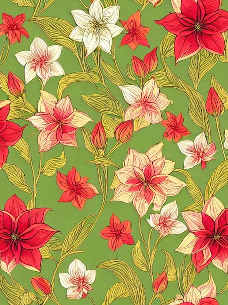 Amaryllis Repeat Retro Flower