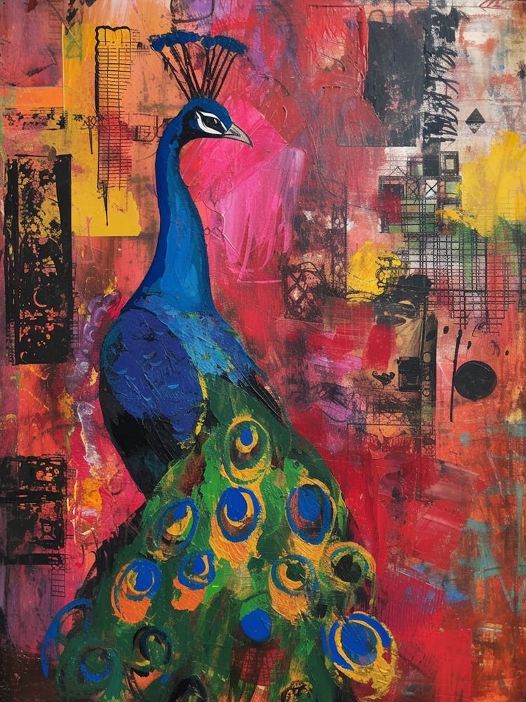 Colourful Brushstroke Peacock 4