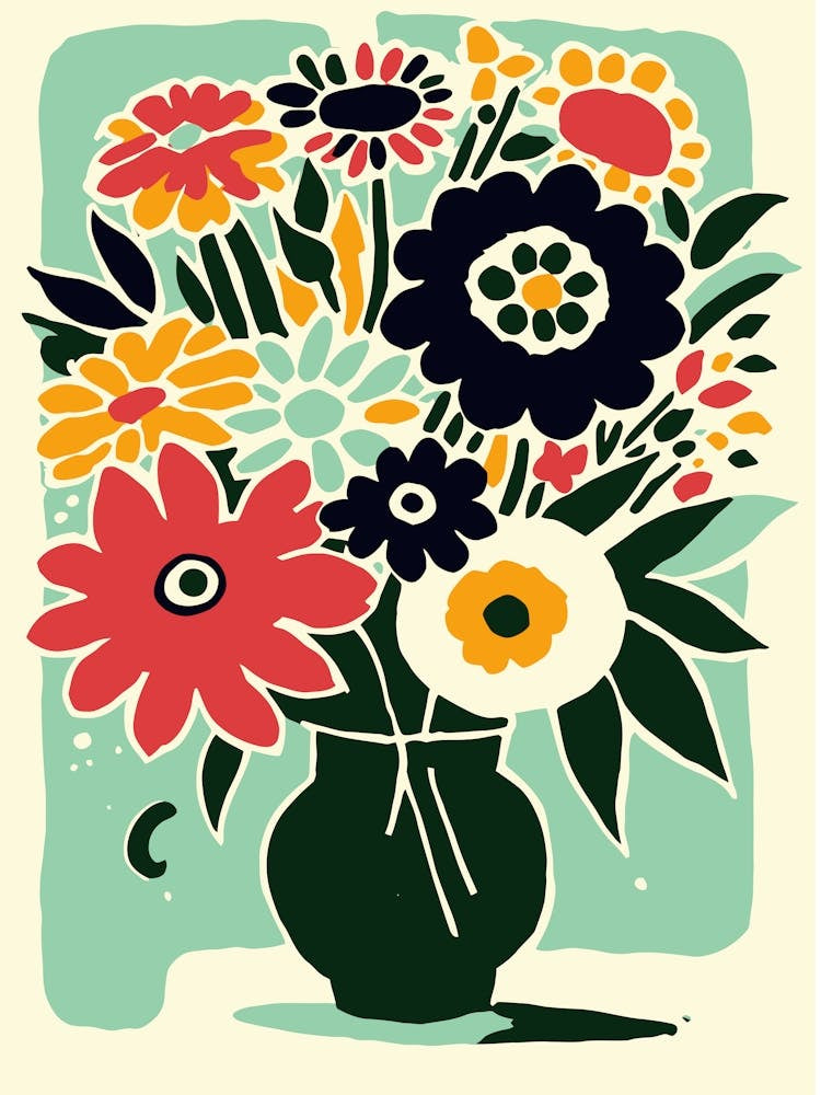 Colorful Flowers In A Vase Modern