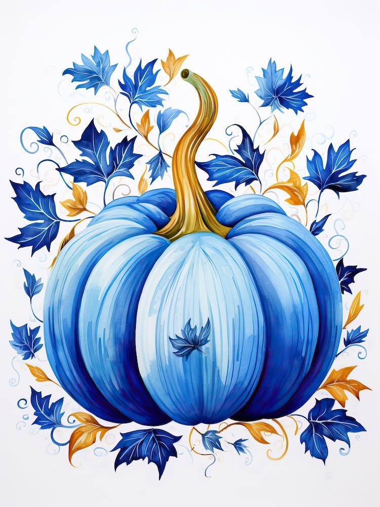 Australian Blue Pumpkin Watercolour Illustration 3