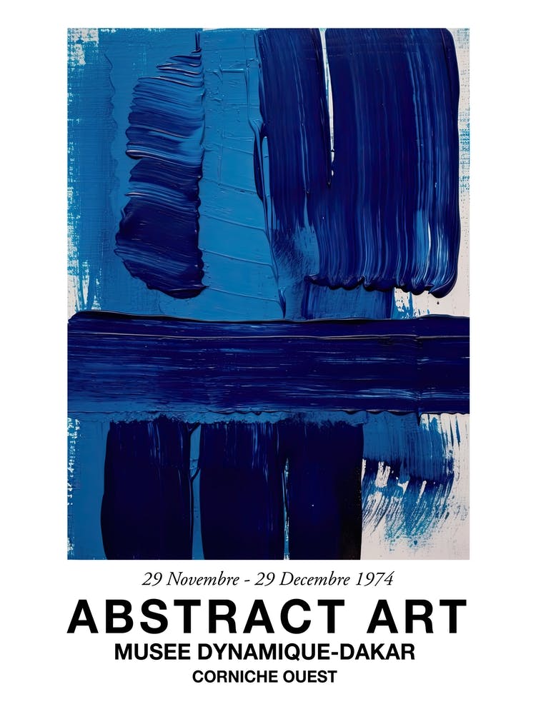 Traits de Pinceau Bleus Abstraits 1 Affiche d'Exposition