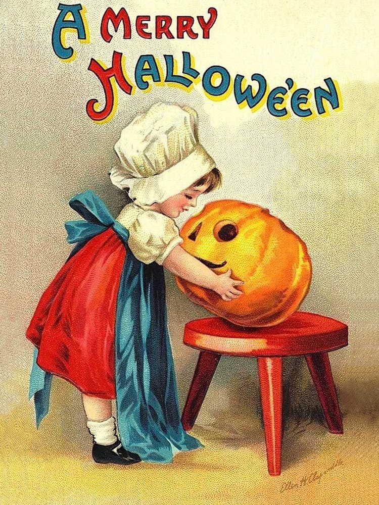 Little Girl With Pumpkin