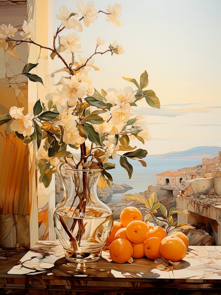 Oranges and Magnolia Flowers
