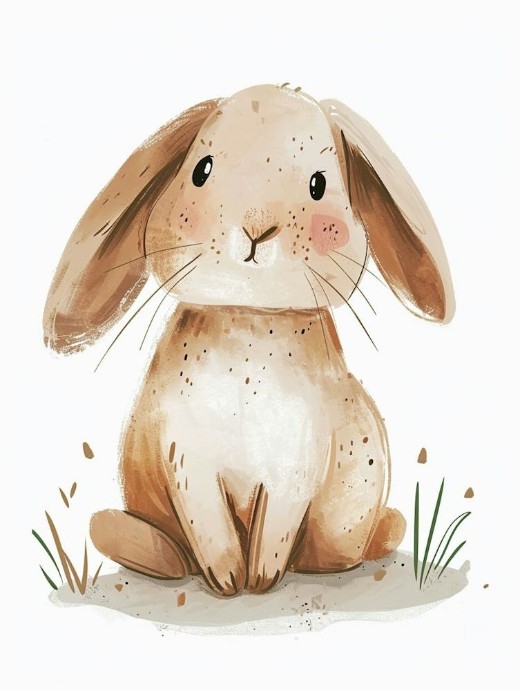 Mini Lop Rabbit Kids Illustration 3