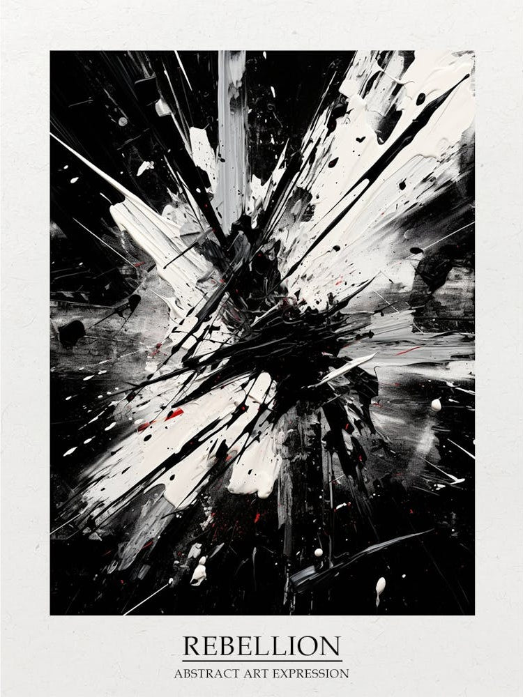Rebellion Abstract Black And White 3 Poster