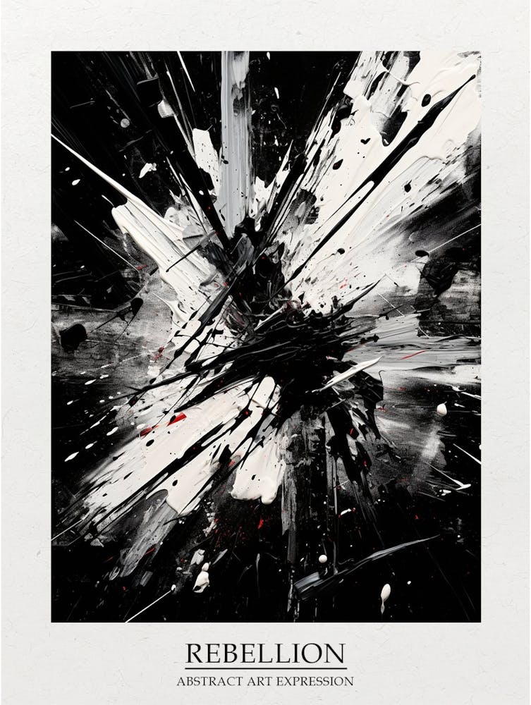 Rebellion Abstract Black And White 3 Poster