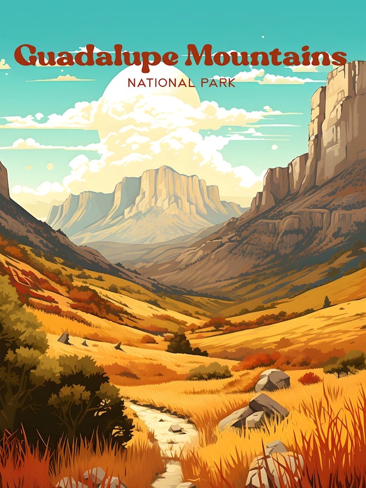 Guadalupe Mountains National Park Art de voyage moderne Nature