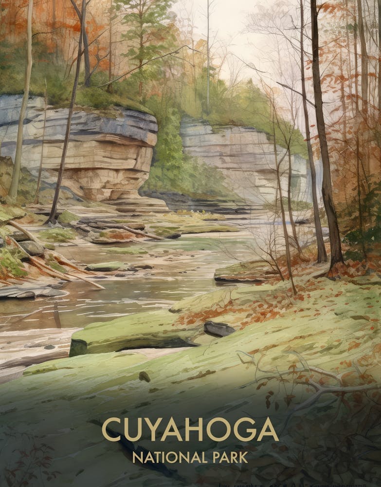 Cuyahoga Valley National Park Watercolour Vintage Travel Poster 1