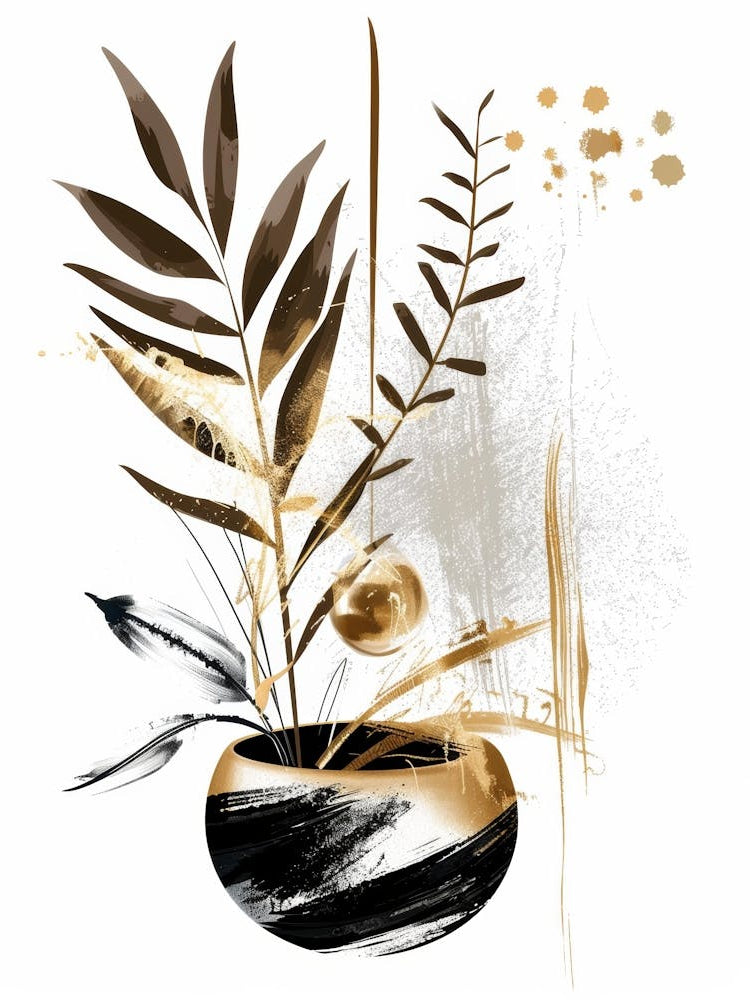 Gold And Black Abstract Painting 105