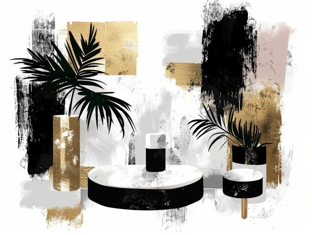 Abstract Black And Gold Painting 83