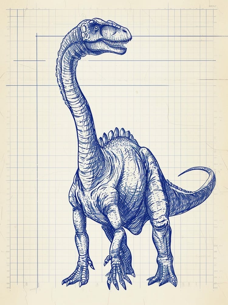 Dinosaur Blue Print Style 3