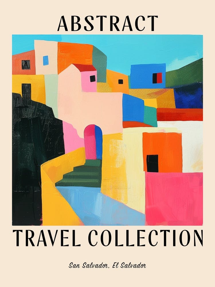 Abstract Travel Collection Poster San Salvador El Salvador 2