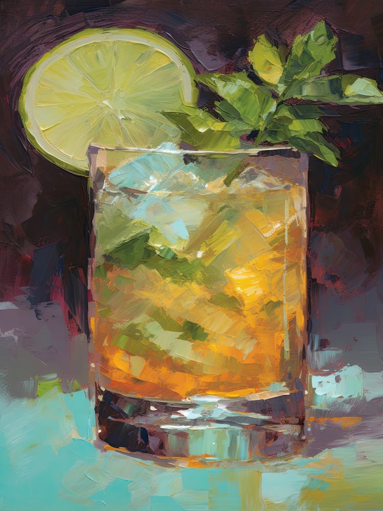 Mint Julep Cocktail Ölgemälde 4