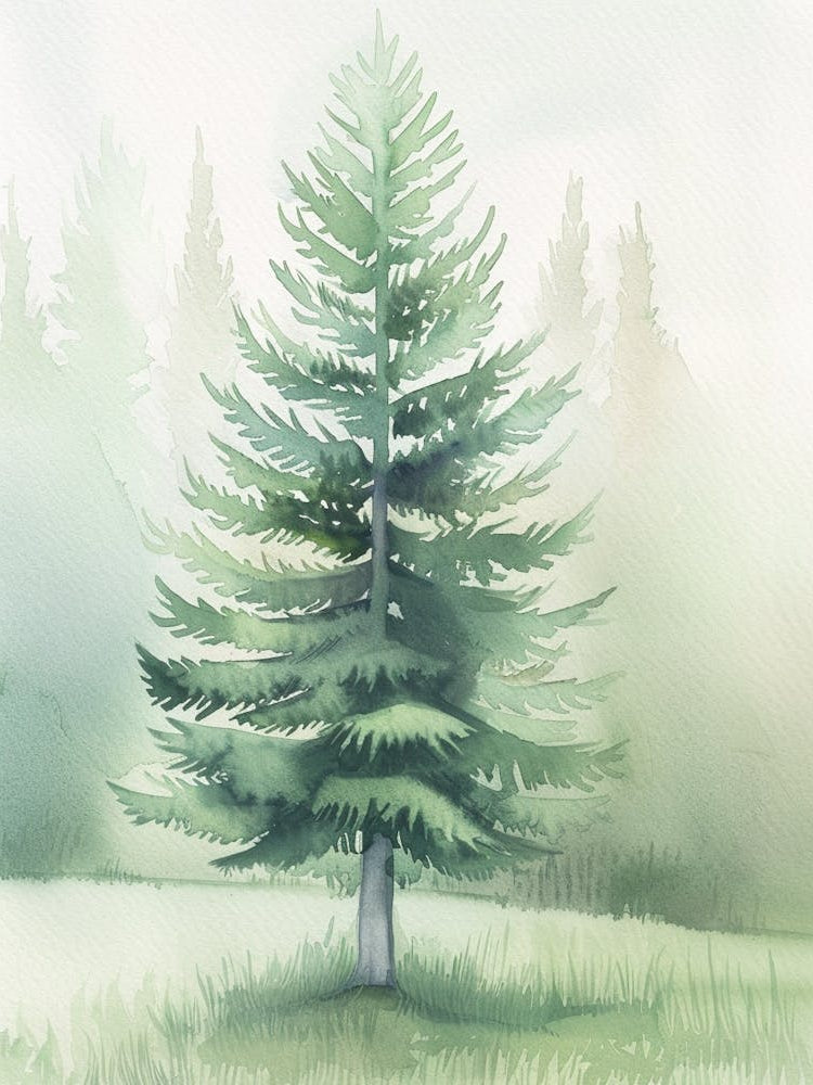 Spruce Tree Atmospheric Watercolour Painting 4