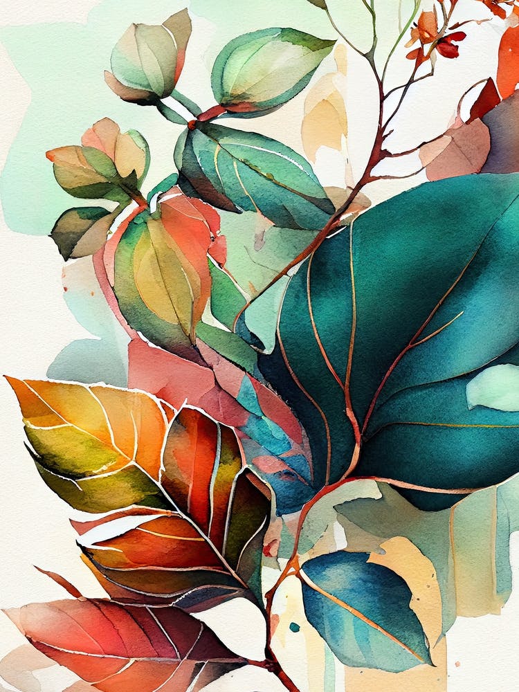 Aquarell Von Blättern Natur