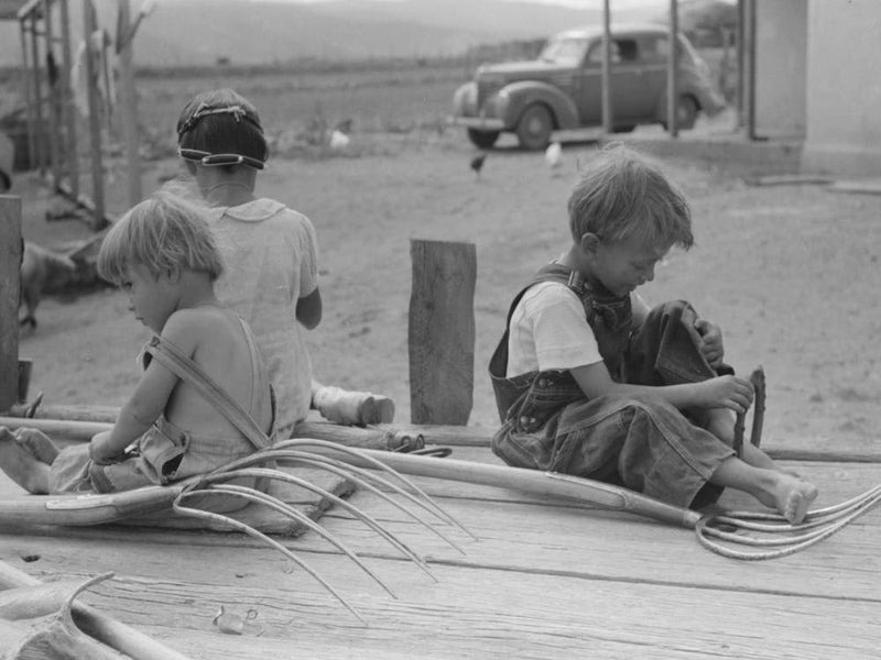 Untitled Photo, Possibly Related To Children Of Spanish American Farm Family Playing On Wagon, Taos County 1