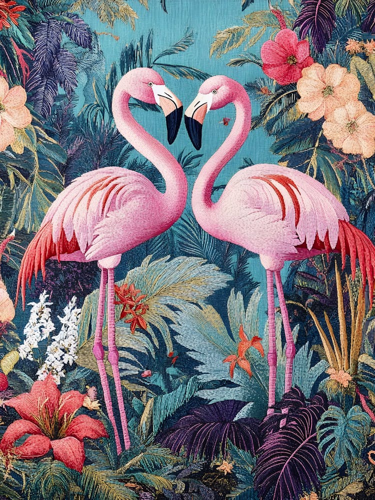Flamingos In The Jungle