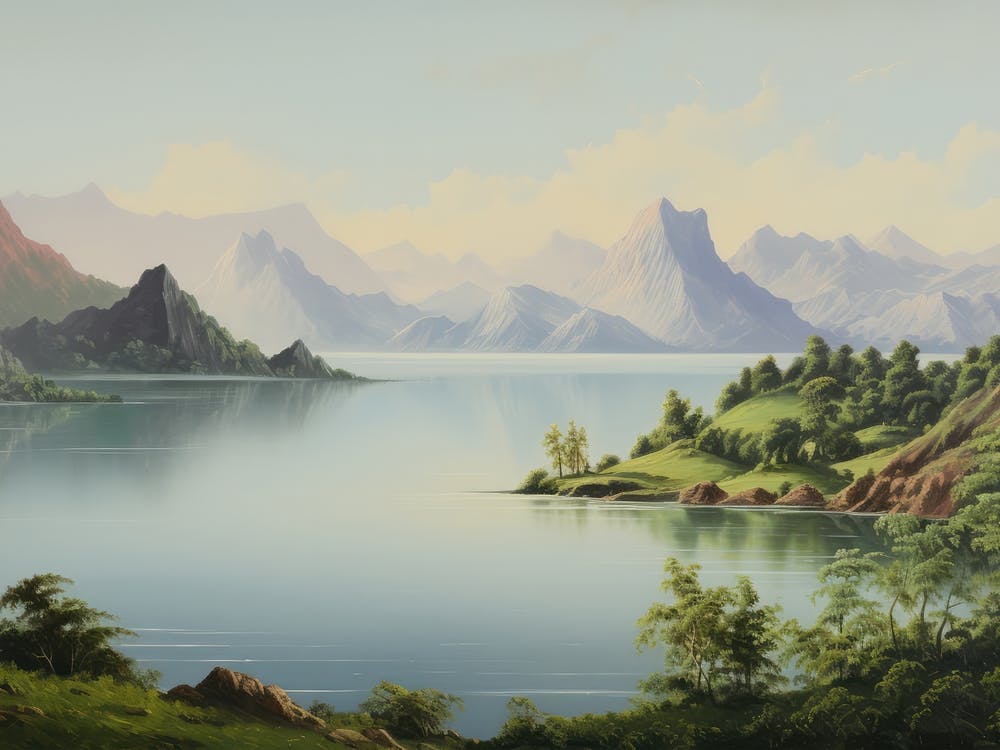 Summer Coastal Lake Vintage
