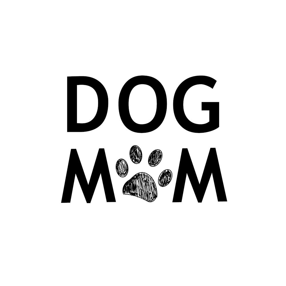 Dog Mom Text With Black Paw Print