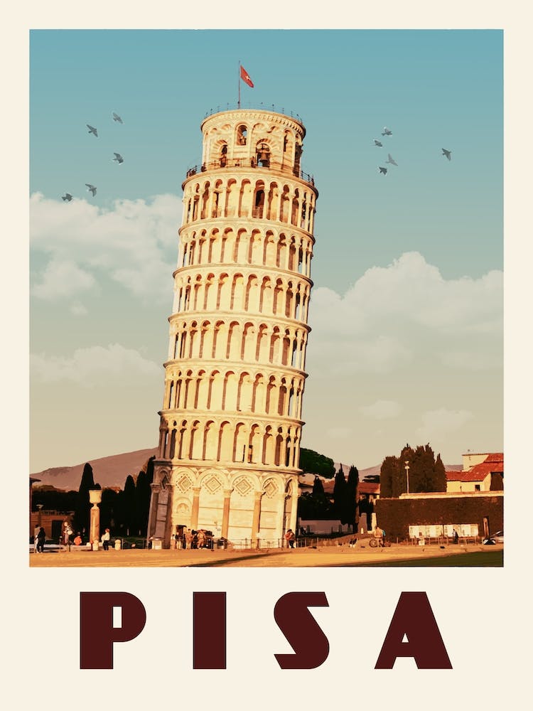 Pisa Italy Travel Poster 2