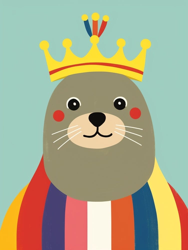 Petit Lion de Mer Portant Une Couronne