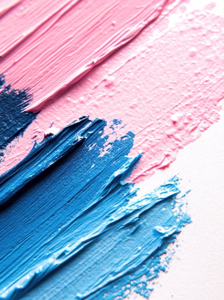 Close Up Of Pink And Blue Paint Strokes 1
