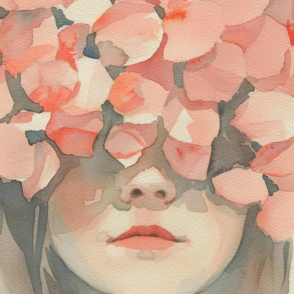 Watercolor Flower Girl With Petals