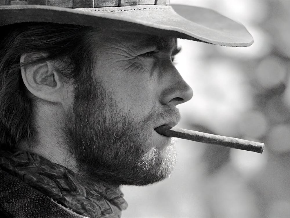 Clint Eastwood, Cowboy, Esthétique Western, Vintage, Ancienne Photo Noir et Blanc