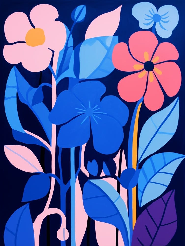 Blue Flower Illustration Impatiens 3