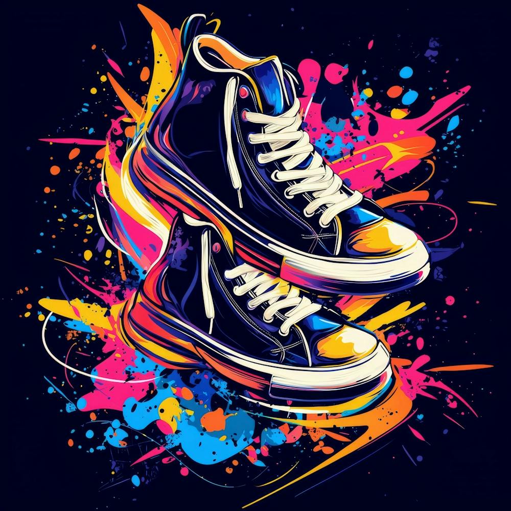 Sneakers On Black Background