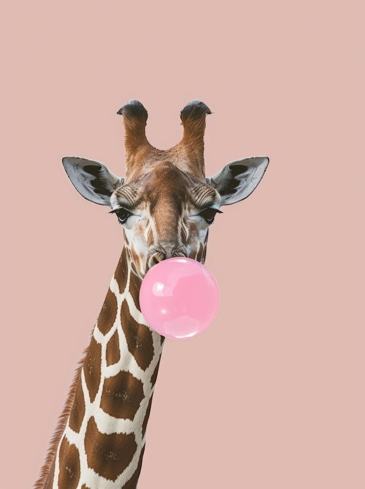 Giraffe Chewing Gum Canvas Print
