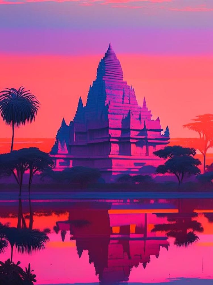 Cambodia Sunset Dreamy Landscape