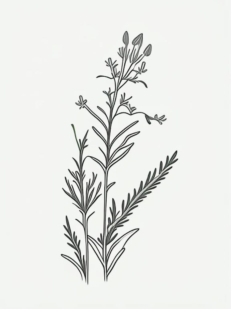 Eyebright Herb William Morris Inspired Line Drawing 1