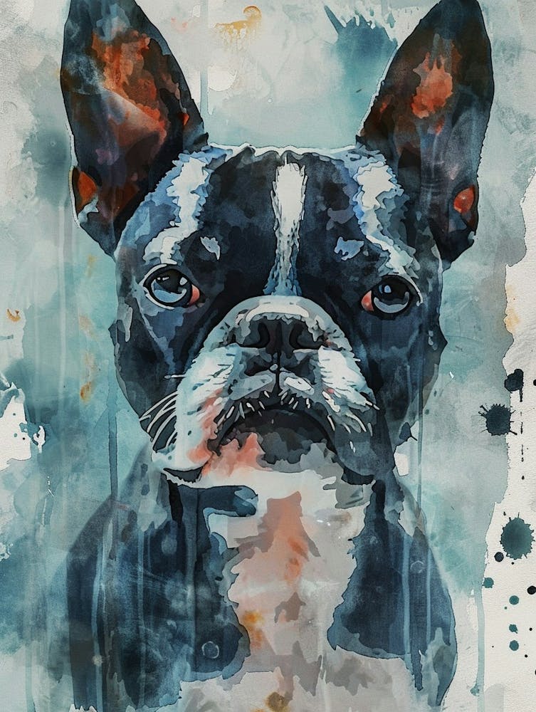 Boston Terrier Aquarellgemälde 1