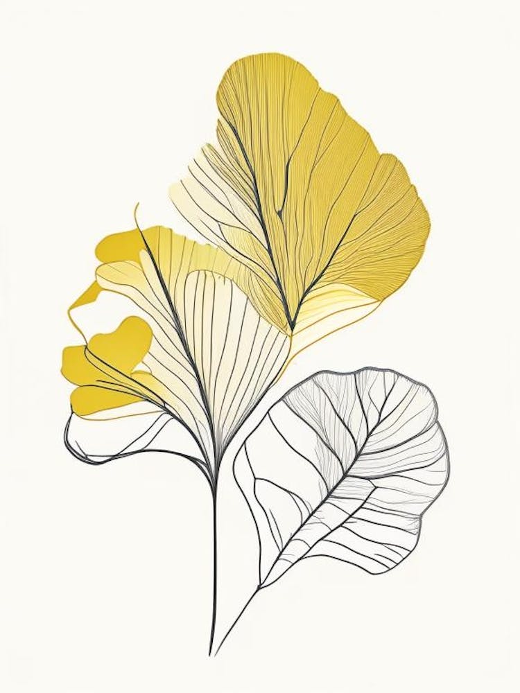 Ginkgo Spices And Herbs Minimal Line Drawing 2