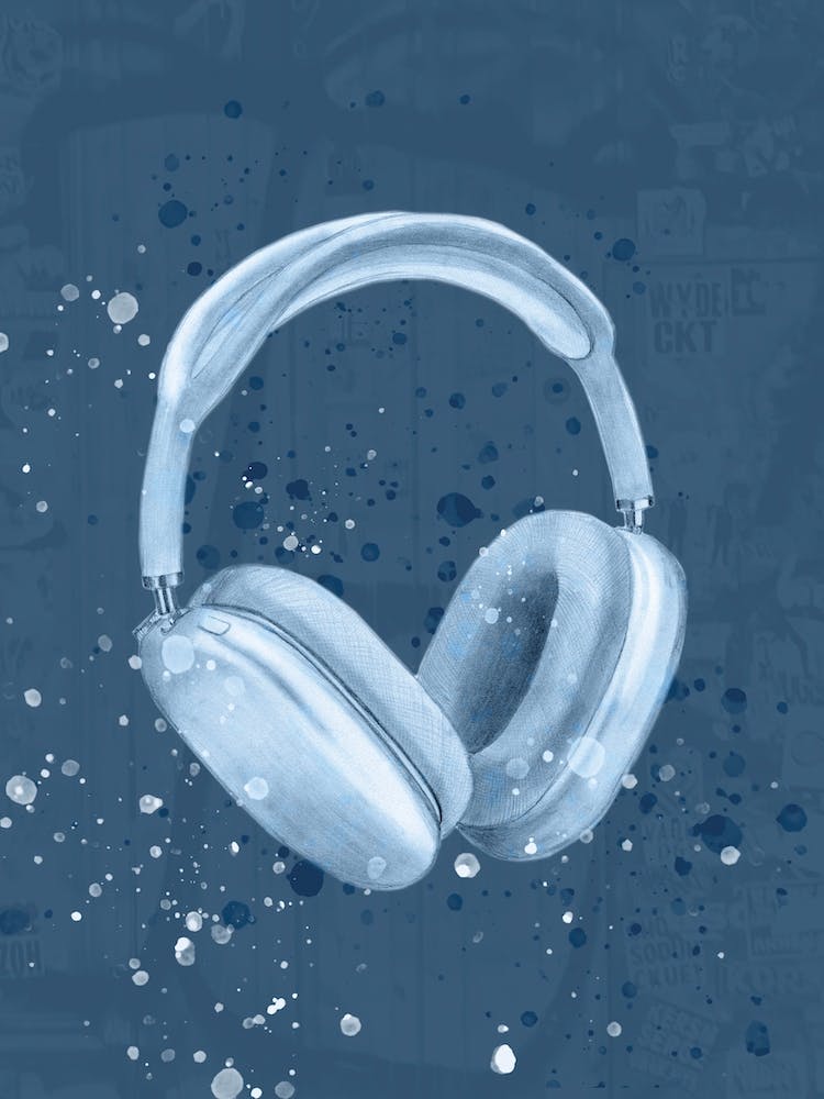 Blue Headphones Splatter